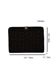 Multi-Size Laptop Bag With Bow Pattern, Handheld Computer Protective Sleeve, Tablet Storage Pouch, Fits 13/13.3/14/15/16 Inch Laptops, Notebooks, Chromebooks - Black - View 3