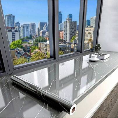 Klebefolie Möbel Marmor Möbelfolie Selbstklebend Küchenfolie Arbeitsplatte Schrankfolie Tapete Möbel Dekofolie für Fensterbänke Schrank Couchtisch Esstisch und Küchenarbeitsbank