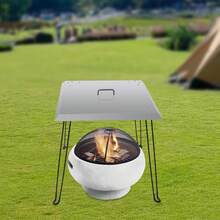 Outdoors Fire Pit Heat Deflector Pushes Heat Down And Out Stainless-Steel With Carrying Handle - Silver - View 1