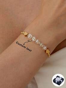 1pc Personalized Transparent Letter Beaded Customized Name Bracelet, Elegant Set Suitable For Women's Daily Wear, Can Customize Name, Slogan, Album Title, Concert Slogan, Gold, Fashion, Colorful, Retro, Minimalist, Unisex, Casual, Cute, Customized, Personalized, Unique, Ideal Gift For Him, Her, Boyfriend, Girlfriend - Gold - View 1