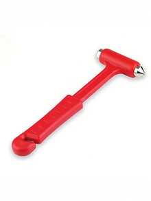 1 Stück roter ABS Langstiel-Hammer, multifunktionaler Hammer mit Fensterbrecher, solider Mini-Hammer als Auto-Sicherheits-Notfall-Werkzeug