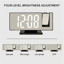 Bedroom LED Digital Projection Alarm Clock, Ceiling Projection Electronic Time Projector, Silent/Loud Dual Bedside Clock (White Base White Font), Home Decor Room Decoration - Multicolor - View 8