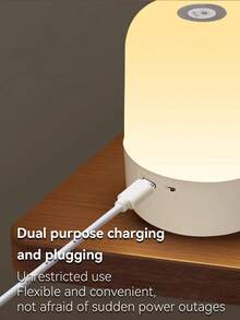 1pc Touch Control Lamp Bedside Lamp, Eye-Caring LED Night Light, USB Powered/Rechargeable Nightlight For Room, Bedroom, Bedside Lamp, Room Decor, Lamp, Christmas Light, Lampshade, Bedroom Decor, Christmas Decoration, Bedroom, Home Decor Living Room, Projector, Bedroom Wall Lamp, Light, LED Lamp, Fairy Lights, Christmas Gift, Home Decor, Christmas - 觸摸小夜燈 - 查看 5