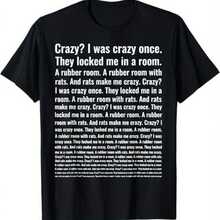 Black Funny Meme T-Shirt - "I Was Crazy Once" 100% Cotton, Casual & Sporty Fit For Men - Sizes S-XXXL, Perfect Gift For Dad Or Friends,A Surprise Gift For Family And Friends - 黑色 - 查看 1