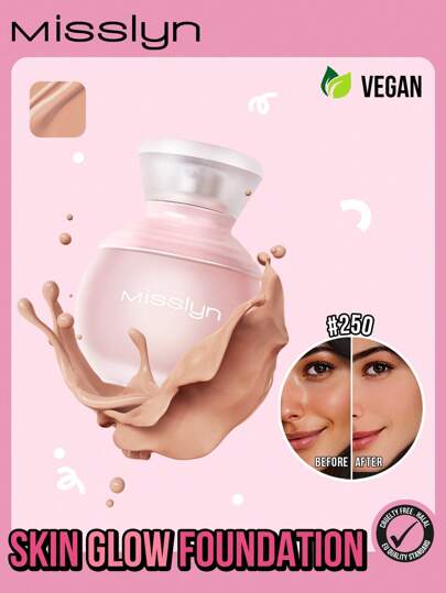 Misslyn Skin Glow Matte Foundation - Light Matte Sweat-Resistant Foundation, Oil-Control Full Coverage, Pore Minimizing, Waterproof, Smudge-Proof, Lightweight Liquid Foundation, Suitable For Y2K Makeup, Party, Beach, Travel, Camping, Outdoor, Gift, Rose Fashion Girl, New Year Cosmetics, Roleplay, Best Travel, Holiday, Colorful Campus, School, Charming Atmosphere, Chinese New Year, Vegan, Cruelty-Free