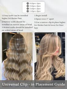 70-100g Clipes de Cabelo Humano Real 7 peças 1 conjunto pode ser usado, 2 conjuntos podem ficar muito cheios, Extensões de Cabelo Humano Natural Retas Sem Costura Clipe-In, Destaques, Essenciais para Férias, Festivais, Escola, Noiva