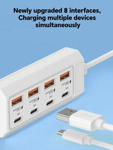 Durcord 8 Ports USB+Type C HUB Extender Multi-Functional Docking Station,8In1 Hub USB On Off Portable Splitter Adapter For Computer Laptop Phone Flash Disk, Mouse, Card Readers, Keyboards, Gaming Devices, Mp3 Players, HDD, Etc.PC, Book, Pro, Cellphone OTG Adapter, Printer, Camera, USB Fan Or Any Other USB Peripherals And More