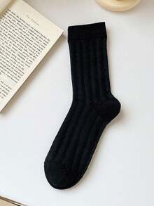 5 أزواج جوارب متوسطة الطول كاجوال نسيج مضلع للجنسين، مريحة وشاملة لجميع المواسم