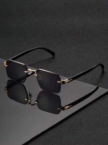 1pc Retro Solid Color Frameless Fashion Glasses, Unisex High-End Metal Rimless Glasses, Suitable For Vacation, Travel, Street Photography, Hiking, Parties, Concerts, And As An Ideal Gift