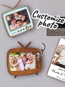 Personalized Retro Tv Photo Frame Custom Refrigerator Magnet With Name And Image Custom Creative Home Decor Gift For Family Friends Couples Wedding Or Anniversary Durable Handmade Souvenir Popular Holiday Gift - Multicolor - View 2