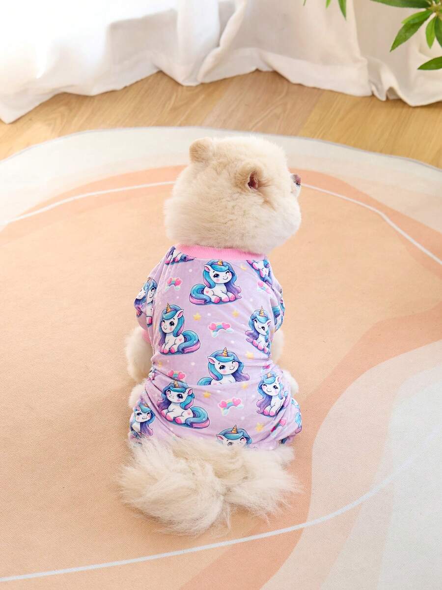 1pc Unicorn Print Pet Pajamas, Adjustable Size, Suitable For Small & Medium Dogs