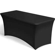 6FT Elastic Spandex Table Cover For Standard Folding Tables Party Buffet Cloth - Black - View 2