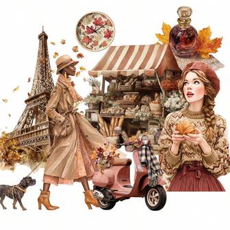 JAI IMAN 117pcs Fall Themed Sticker Suitable For Harvest, Thanksgiving, Season Theme, Scrapbooking, Junk Journal, Bottle Stickers, Album Decor, Paper Craft,With Forest Animal, City Lady, Cozy Time, Autumn Maple Tree Patterns, With Plant And Floral Patterns