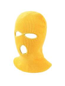 1 件纯色休闲简约 3 孔拉法帽，男女通用街头骑行防风耳颈保暖面罩便帽