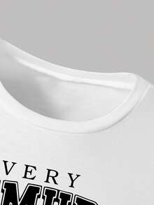 Tween Girl Letter Graphic Print Crew Neck Long Sleeve Top And Pants Set - White - View 3