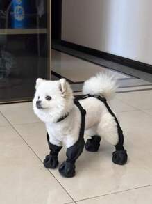 Cross-Border Pet Outdoor Rain Shoes, Soft Waterproof Anti-Dirty Dog Rain Shoes, Adjustable Waterproof Dog Boots, Walking Boots, Dropshipping - Black - View 2