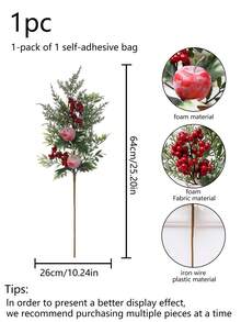 1 Stück realistischer Weihnachtsroter Fruchtdekoration, für Heimdisplay, Feiertagsatmosphäre im Wohnzimmer, Tischdekoration im Esszimmer, Wohnzimmer Kamin Atmosphäre Dekoration, realistische grüne Pflanzen, Eingangsbereich, Büro Weihnachtsdekoration