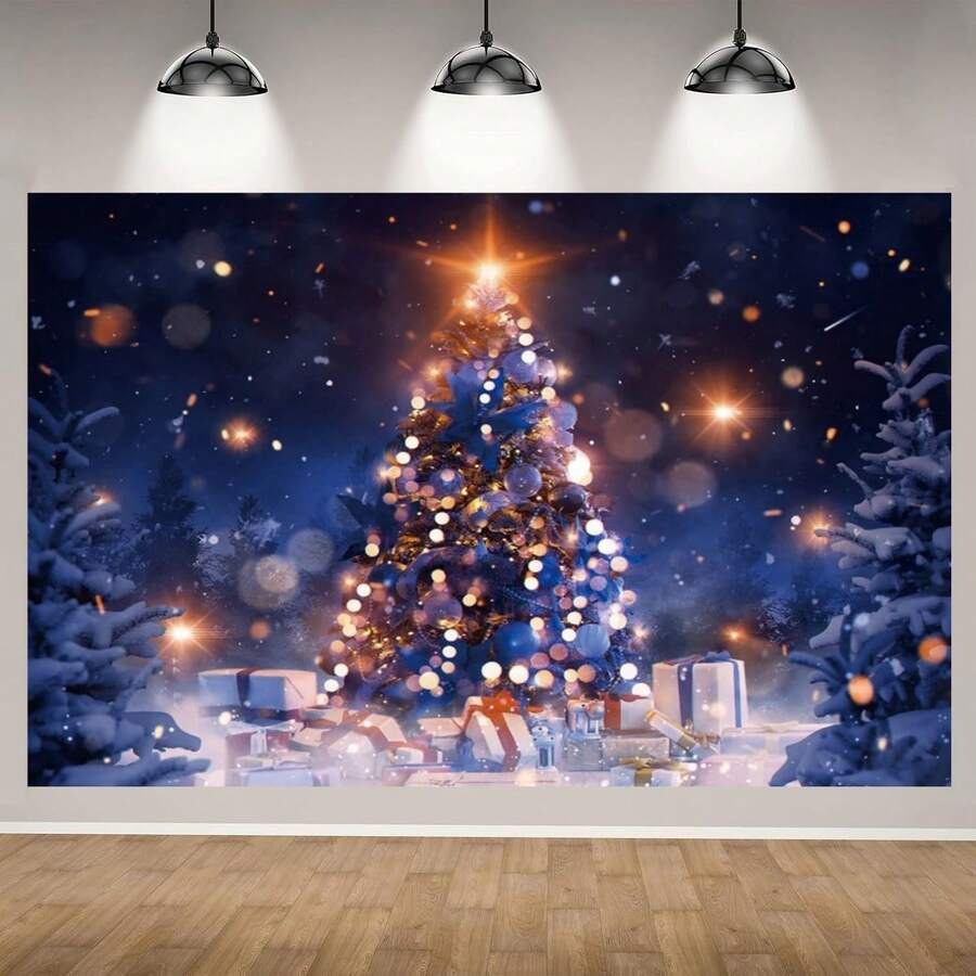 Dreamy Blue-Tone Christmas Tree, Lights Up Snowy Night, Warm Lights And Gifts Intertwined, Suitable For Christmas Decoration, Home Decor, No Electricity Required.