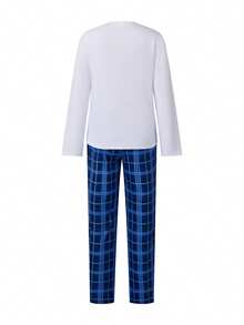 Family Matching Christmas Pajamas Set Letter Tree Print Holiday Pajamas Plaid Sleepwear Soft Loungewear