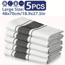 1/4pcs Striped Kitchen Towels (48*70cm/18.9x27.5in) Multi-Purpose Cleaning Cloths For Home Kitchen, Lightweight And Durable, Suitable For Cleaning Glass And Cookware - Multicolor - View 4