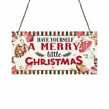 1 PIEZA Cartel de madera colgante de Feliz Navidad - Tablero de madera estilo rústico con decoración festiva - Encanto universal de porche invernal para fiesta de bienvenida, decoración de fiesta y decoración navideña exterior