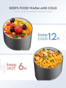 32 盎司不鏽鋼真空隔熱保溫食品罐 | 適用於熱食和冷食的保溫瓶，成人寬口防漏湯保溫瓶，10 小時保溫和 16 小時保冷，防漏食品罐，適用於學校辦公室旅行、廚房、聖誕禮物 - 黑色 - 查看 4