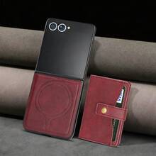 Vintage Magnetic Wallet Phone Case + Magnetic Card Holder Set Made Of Quality PU + TPU With Shockproof, Anti - Slip & Wear - Resistant Functions - Galaxy Z Flip 5, Galaxy Z Flip 6 - Màu xanh lam - Xem 7