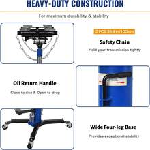 Dual Plunger Hydraulic Transmission Jack 1322lbs Capacity,33.8"-72.8" High Lift 2-Stage Hydraulic Telescoping Jack, Trans Jack Stand Wit Non-Slip Pad, Foot Pedal & Swivel Wheel - Màu xanh lam - Xem 6