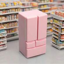 1 قطعة ثلاجة لعبة للأطفال ذات الأبواب الثلاثية الألوان، إكسسوار دمية فريد، ديكور ثلاجة مصغرة، مجموعة ألعاب محاكاة، هدية عيد الميلاد، هدية عيد الهالوين، هدية رأس السنة