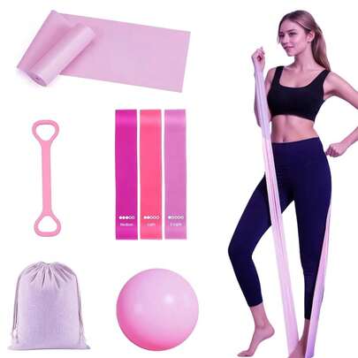 Accessory For Pilates Board With Resistance Bands, Pilates Sets, Pilates Ball Pilates Reformer Set 5 In 1Multifunctional Exercise Pilates Essentials Kit For Women (Pink)-936468