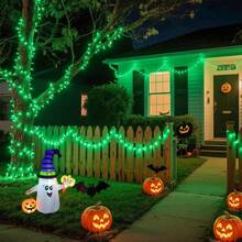 JMEXSUSS Green Lights For Halloween Decor, 66ft 200 LED Green String Christmas Lights Outdoor Indoor, Clear Wire Christmas Light Plug In For Garden Party Christmas Tree Halloween Decorations - Green - View 5
