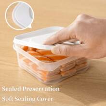 5 piezas Caja de almacenamiento de alimentos de cocina, Recipiente de refrigerador con tapa, Contenedor separador reutilizable para refrigeradores y microondas, Material de PP transparente, Organizador de alimentos apto para carne, frutas, verduras, utensilios de cocina del hogar - cubierta blanca - Ver 8