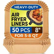 Air Fryer Paper Liners, 50 PCS Air Fryer Liners Disposable, 8" Square Baking Liner For 5-8 Qt Airfryer Basket, Non-Stick And Oil Proof Parchment Paper For Oven, Pans & Baking