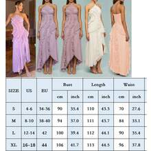 Women Ruffle Hem Pleated Sheer Mesh Long Maxi Dress Sleeveless Halter Neck Irregular Tiered Flowy Long Maxi Dresses For Wedding Guest Summer Holiday Beachwear - Bụi hồng - Xem 9