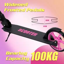 Advwin Kick Scooter Folding Scooter 3 Adjustable Height For Ages 6+ Kid Teens Pink & Black
