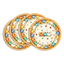 4 piezas/Set, 6 piezas/Set, 8 piezas/Set Manteles individuales a cuadros, 14 pulgadas de diámetro, azul, naranja, azul, verde, estilo rústico, manteles de mesa para Acción de Gracias, adecuados para fiestas, cocina, decoración del comedor - Multicolor - Ver 37