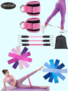 11pieces/6pieces-Ankle Resistance Bands, Ankle Bands With Cuffs, Resistance Bands For Leg And Butt Training, Ankle Bands With Exercise Bands,5 Color Gradient Resistance Ring Exercise Bands, Suitable For Women's Fitness Home Gyms, Mini Exercise Bands For Leg And Hip Yoga Strength Training, Yoga Tension Bands, Tension Rings, Elastic Tension Bands - Multicolor - View 2