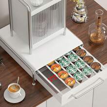 SIDIANBAN Coffee Pod Drawer Holder, 30 Capacity Capsule Pods Storage Organizer, Pull-Out Coffee Capsule Rack, Tea Organiser Drawer Tray, Metal Coffee Machine Accessories For Kitchen, Coffee Shop, Office - 白色 - 查看 9
