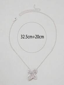 1 件优雅几何水钻装饰花朵吊坠项链女士长项链气质宴会配饰