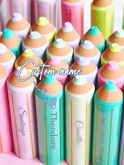 Personalized Colorful Sliding Erasers, Student-Specific Smudge-Free Erasers, Custom Erasers With No Debris, Super Clean, Suitable For Back To School Supplies, Custom Anti-Theft Sliding Erasers, Drawing Correction Erasers