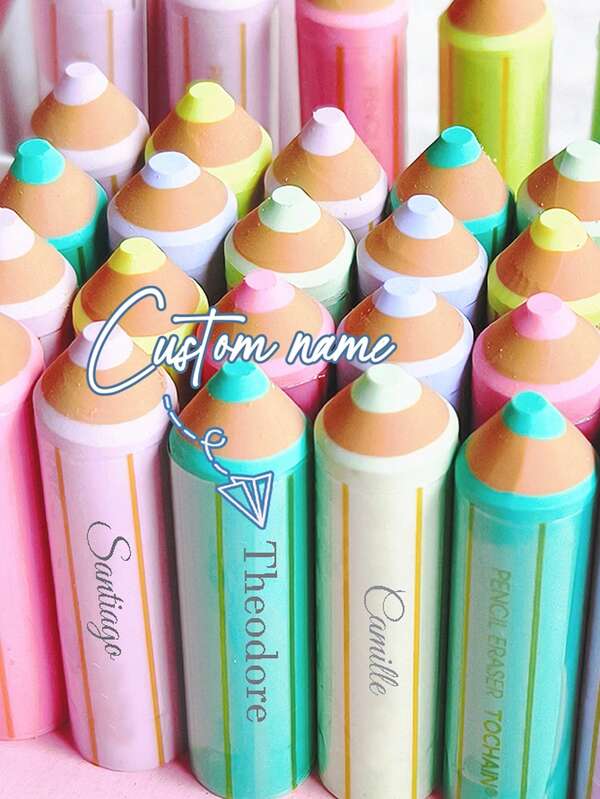 Personalized Colorful Sliding Erasers, Student-Specific Smudge-Free Erasers, Custom Erasers With No Debris, Super Clean, Suitable For Back To School Supplies, Custom Anti-Theft Sliding Erasers, Drawing Correction Erasers