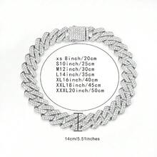 Silvery Blue Dog Chain Collar Artificial Diamond Cuban Chain Dog Collar 14mm Wide Dog Necklace Metal Cat Chain Pet Crystal Collar Jewelry Accessories For Small Medium Large Dogs And Cats - Silver - View 3