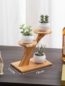 1 szt. bambusowy stojak na doniczki z tacką do dekoracji sukulentów, specjalny stojak na kwiaty na balkon, kreatywny stojak do przechowywania z litego drewna bambusowego, stolik z figurkami/ozdobami