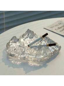 A Senior Glacier Ashtray Home Decoration, Light Luxury Creative Design Cigar Ashtray, Office Hotel Senior Decoration, Thick Texture Personalized Design, Home Living Room Bar Multi-Scene Application, Multi-Color Senior Imitation Glacier Effect Smoke Container, Jewelry Jewelry Decoration Storage, Crystal Glass Cigar Jar, Personalized Home Desktop Decoration Decoration