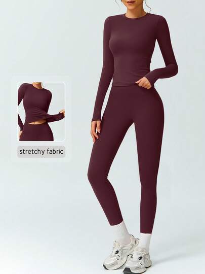 NcmRyu 1套女式弹力紧身舞蹈服健身瑜伽服适合户外运动