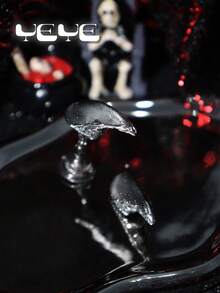 增添一丝浪漫气息，10 件短方形手工制作特殊 3D 立体装饰鹰爪夜光现代夜光全覆盖假指甲套装优雅摇滚风格蓝色泪珠彩虹色西比利亚指甲欧式闪亮黑暗全覆盖亚克力按压指甲套装适用于女士和女孩角色扮演梳妆台，配有 1 个迷你指甲锉和 1 张粘性标签 - 灰色 - 查看 6