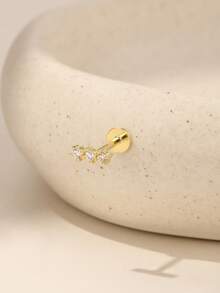 EleRunis 1 đôi bông tai bạc 925 mạ vàng 18K kiểu càng cua, thích hợp cho xỏ khuyên xương tai/sụn tai/xoắn tai, trang sức ít gây dị ứng cho phụ nữ và bé gái, thích hợp đeo hàng ngày, dự đám cưới, tiệc tùng, lễ đính hôn. - Vàng - Xem 7