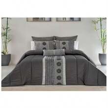 Edredón nórdico con funda de almohada de plumón de microfibra. Edredón estampado para todo el año. Reversible. Disponible en varios colores. Edredón nórdico con relleno. Disponible en varios tamaños. - Gris oscuro - Ver 2