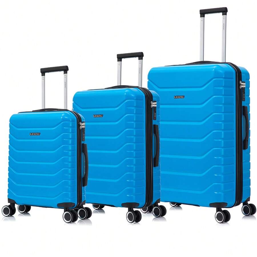 三件套ABS+PC材质行李箱 | 登机箱 55x40x20厘米 - 10公斤 | 中号可扩展行李箱 66x45x27.50厘米 - 扩展30厘米 - 23公斤 | 大号可扩展行李箱 75x49x31厘米 - 扩展33.50厘米 - 25公斤 | 半硬壳，带密码锁 - 黑色/海军蓝/黄色/薄荷绿/玫瑰金/绿色/浅粉色/蓝绿色 - 綠松石色 | SET3 | S-20 | M-24 | L-28 - 查看 1