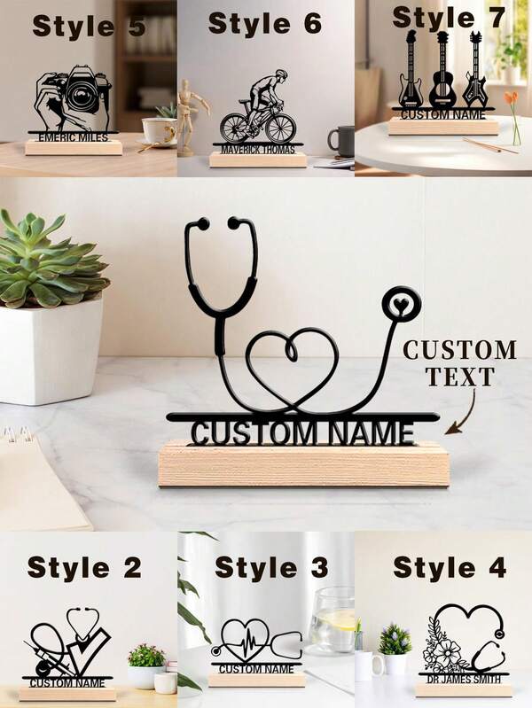 1pc Personalized Custom Name Heart Shaped Stethoscope/Bicycle/Camera/Guitar Wooden Sign Doctor Traditional Wall Mounted No Electricity Required Unique Personalized Bedroom Decor Handmade Durable Universal Perfect Christmas Gift Mother's Day Gift Father's Day Gift Wedding Gift Birthday Gift Housewarming Gift,Home & Living,Haunt Your Home, Autumn Home Refresh, Xmas Decoration,Home Harmony